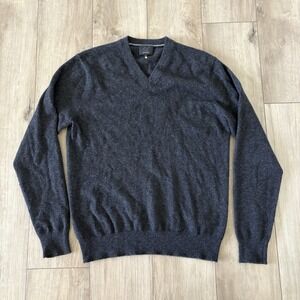 Qi Cashmere Sweater Mens Medium Gray 100% Cashmere Crewneck Knit Pullover